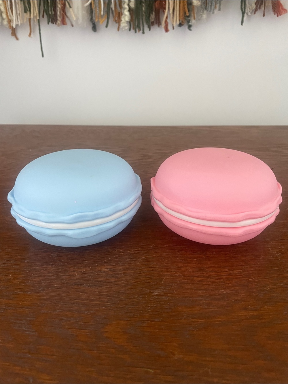 Set of 2 Macaron-Shaped Cases - Blue & Pink new
